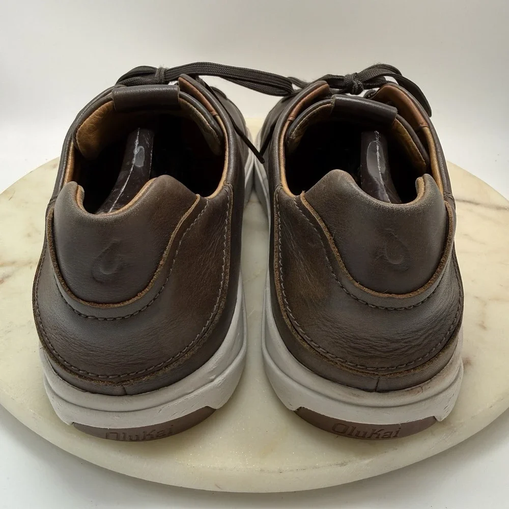 OluKai Lae'Ahi Li 'Ili Mens Size 11 Brown Casual Leather Sneakers 10455-6363